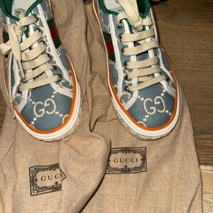Gucci Blue and Green Canvas Sneakers
